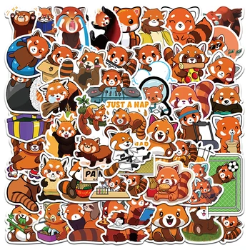 10/30/50pcs Bonito Procyon lotor Panda Vermelho Animal Adesivos de desenhos animados Decalque de Scrapbook Laptop Phonoe Diário DIY Kawaii Adesivo Crianças Brinquedo