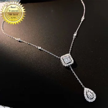 100% de ouro branco 18 quilates de diamante natural colar todo o uso de 0,5 ct diamante H-M06