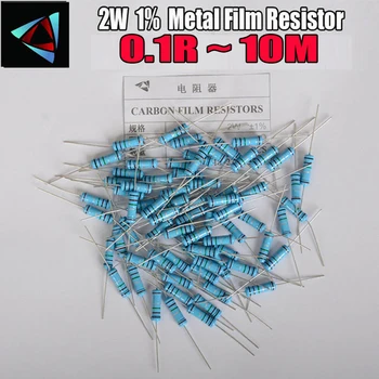 10pcs 2W de resistores de Filme de Metal De 1% 0,1 R ~ 10M 1R 4.7 R 10R 22R 33R 47R 1K 4.7 K 10K 100K 0.22 0.33 0.47 0.56 0.68 0.75 0.82 0.91 ohm