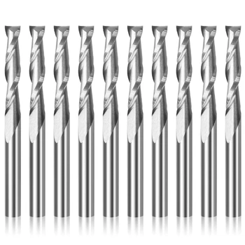 10pcs 3.175 Haste de 1/8 2 Flauta Espiral de Fresa CNC Flat Nose Gravura Bocado do Router de Madeira para ferramentas de metal duro fresa de topo