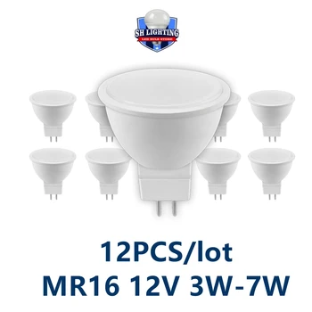 12PCS LED Spotlight MR16 GU5.3 AC/DC 12V 3W-7W Luz Ângulo de 120/38 graus Não estroboscópica luz branca morna para casa de banho