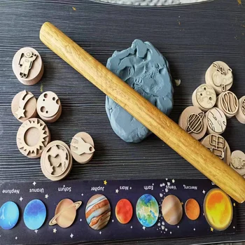 15pcs/set Montessori de Educação infantil Brinquedos Sistema Solar o Sistema Solar Espaço Carimbo de Quebra-cabeça da Ciência Mãos no Brinquedo Recompensa Carimbo