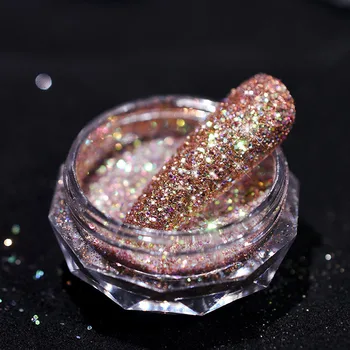 1Jar Reflexiva Glitter em Pó,Unha de Cristal de Diamantes, de Pó Super Brilhante Vidro iridescente Micro Broca Pó Para Decoração de Unhas