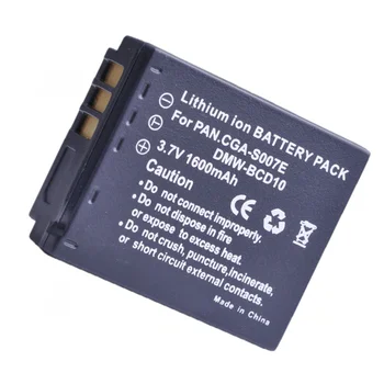 1Pc 1600mAh CGA-S007E S007 DMW-BCD10 de bateria para Panasonic DMC TZ1 TZ2 TZ3 TZ4 TZ5 TZ15 TZ50 Lumix DMC-TZ15GK Bateria