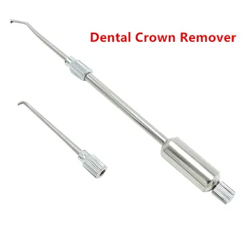 1Set de Aço Inoxidável Coroa Dentária Removedor de 2 Dicas Pressione o Botão Dentista Equipamento de Laboratório Dentista Ferramentas Material de Controle Manual