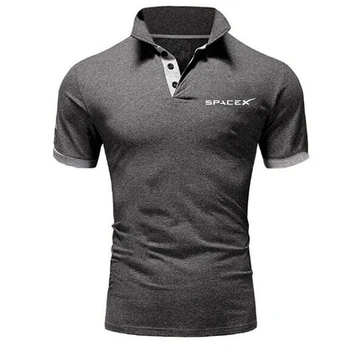 2022 Homens do Algodão de Alta Qualidade Tesla Impresso Algodão Solto Camisa Polo Manga Curta Casuais Novo Desporto T-shirt dos Homens de Camisa de POLO