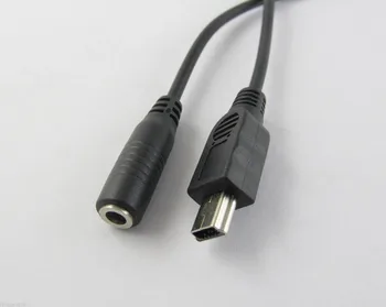 2pcs DC Power Jack Fêmea de 3,5 mm x1.35mm para USB Mini 5 Pinos Macho do Cabo de 20cm Preto