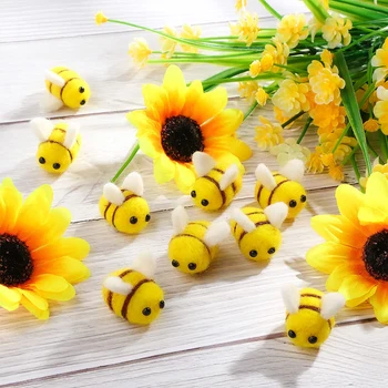 30Pcs Amarelo de Pelúcia Bumble Bee Feltro de Lãs de Mini Abelha Artesanato Bolas Bonito Abelha Bolas, Brinquedos de DIY Traje de Artesanato Acessórios de Bebê Decoração