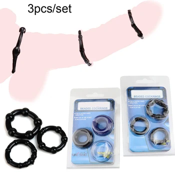 3pcs/set Pênis Anéis de Silicone Pau Anéis para Homens retardar a Ejaculação de Sêmen Anel de Bloqueio os Brinquedos Sexuais Sexo Duradouro que os Produtos Para Homens