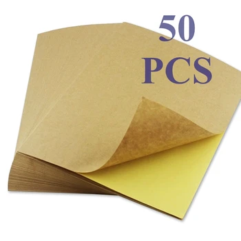 50 Folhas/pacote A4 Luz Escura, Marrom Kraft, cartão de Papel, Etiqueta da Cor Adesivo de Jato de tinta de Impressão a Laser de Auto-Papel de Etiqueta adesivo