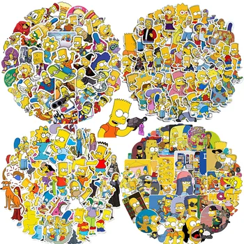 50Pcs Família Simpson Adesivos de desenhos animados Anime Sticke Mochila de Bagagem Frigorífico Pvc Impermeável Graffiti Decalques Clássico Brinquedo Infantil Presente