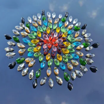50PCS Gota de Lágrima Esferas de Cristal Facetado Lustre de Vidro Peças de Prismas Pingentes Solta Esferas Espaçador DIY Fazer Jóias Acessórios