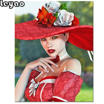 5D DIY Diamante Pintura Completa Quadrado/Redondo Nova Chegada Chapéu de Mulher Elegante Bordado de Diamante Venda Mosaico de Flores Venda de Arte de Parede