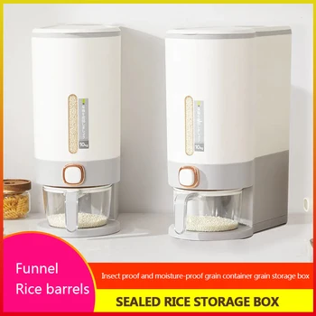 5kg/10kg cozinha arroz de armazenamento de caixa de pressionar o arroz balde família à prova de umidade e à prova de insetos arroz tanque