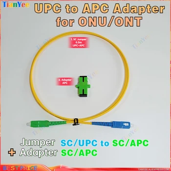 5pcs ONU SC UPC para a APC e o cabo do adaptador ONT NU conexão Universal SC/UPC-SC/APC 0,5 m Jumper + APC Adaptador de Terno