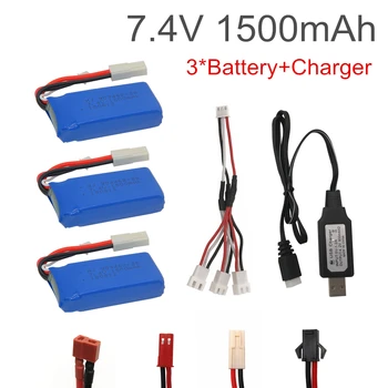 7.4 V 1500mAh bateria de Lipo Com Carregador USB Para FT009 RC Barco e para Wltoys 144001 12428 RC bateria de carro 7.4 V 1500 mah 903462