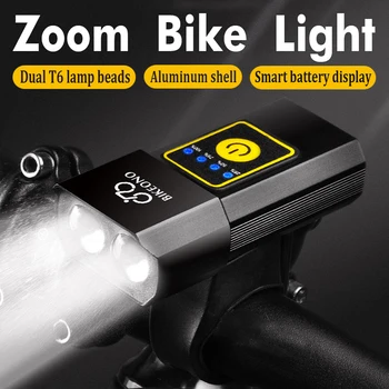 A Luz de bicicleta T6 USB Recarregável do DIODO emissor de Liga de Alumínio Ajustável Zoom Bike Frente do Farol de Bicicleta Lâmpada de Lanterna lanterna