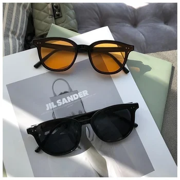 A popularidade do Estilo Vintage Amarelo de Mulheres de Óculos de sol Moderno Homens Oversized Quadrado Candy Color Eyewears UV400 Gafas De Sol