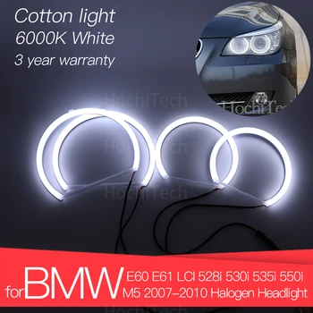 Alta Qualidade LED Angel Eyes Kit de Algodão Branco Halo Anel para a BMW E60 E61 LCI 528i 530i 535i 550i M5 2007-2010 Faróis de Halogéneo