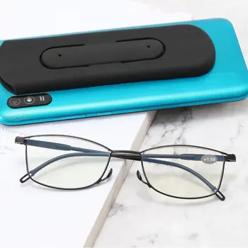 Anti-Luz Azul Óculos De Leitura Portátil De Moda High-End De Alta Definição-Óculos De Armação De Metal Móveis De Telefone Do Suporte De