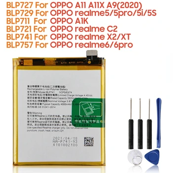 Bateria de substituição BLP711 BLP727 Para OPPO A11 A11X A9 2020 Realme 5 6 5Pro 6Pro 5i 5S A1K C2 X2 XT BLP729 BLP741/757
