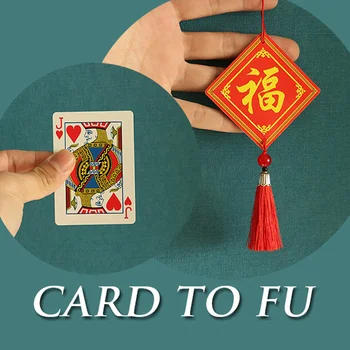 Cartão De Fu Uma Fase de Truques de Magia Ilusões Close-up Magic Adereços Cartão Instantaneamente Muda Para Um Chinês Fu Pingente Engraçado Gimmick