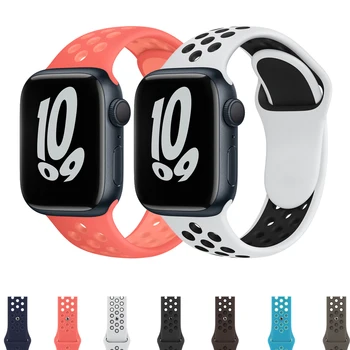 Cinta para Apple faixa de relógio de 44mm 42mm iwatch banda 41 45 38 40 mm pulseira de silicone para apple relógio SE/7/6/5/4/3/2 wristbelt
