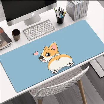 Corgi Bunda Teclado Gaming Mousepad Gamer Secretária Protetor Mouse Tapete Deskmat Acessórios Para Pc Tapetes De Anime Mause Almofadas Grande Tapete