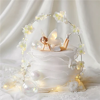 Elfos Flower Fairy Cake Toppers de Casamento Sobremesa Decoração para o Dia dos Namorados Festa Linda Menina Princesa Feliz Presentes de Aniversário