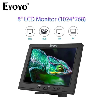 Eyoyo de 8 Polegadas Pequena TELEVISÃO Portátil Mini HDMI do Monitor de 1024 x 768 Tela de TFT LCD Com VGA e BNC Entrada AV Para Vigilância CCTV de Exibição