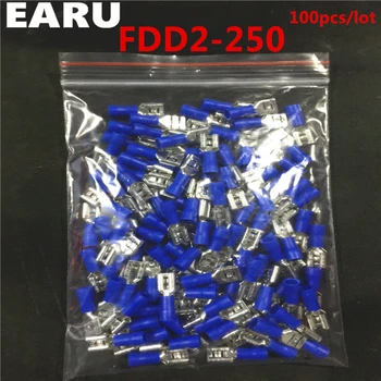 FDD2-250 mulheres Elétricos Isolados Crimpagem de Terminais por 1,5-2.5mm2 Conectores de Cabo, Conector de Fios 100PCS/Pack FDD2.5-250 FDD