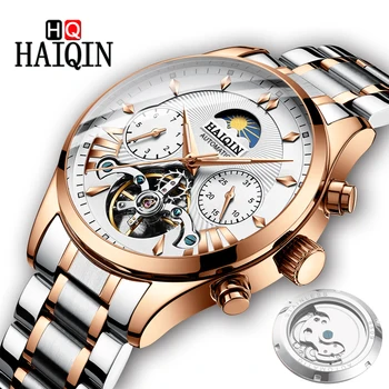 HAIQIN Homens Relógios de Homens De 2019 Ouro Luxo Homens Relógio Mecânico de Esportes Militares Impermeável Relógio Marca de Relógio Masculino