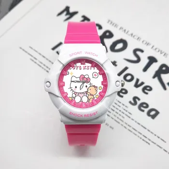 Hello Kitty Kawaii Sanrio Anime a Minha Melodia Pom Pom Purin Bonito dos desenhos animados Feminino Coração Kuromi de Silicone Leve, Relógio de Brinquedo para Meninas
