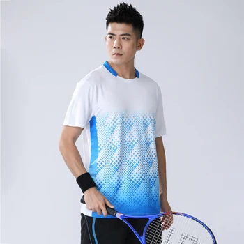 Homens de Badminton de Manga Curta Marca de Treinamento de Desporto de Equipa Camisas de secagem Rápida V-colar de Voleibol Camisas Respirável de Ténis de Mesa T-shirt