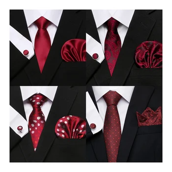 Jacquard Marca de Moda de Seda Festivo Presente Amarrar Lenço Cufflink Conjunto de Gravata e Camisa de Acessórios do Homem de Ouro de Presente de Casamento