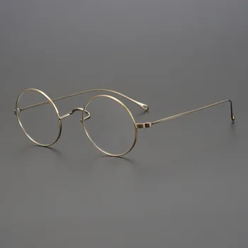 Japonês Artesanal Óculos de John Lennon, o Clássico Redondo Pequeno Óculos de Titânio Ultra-Quadro de luz os Homens Retro Mulheres Miopia Gafas