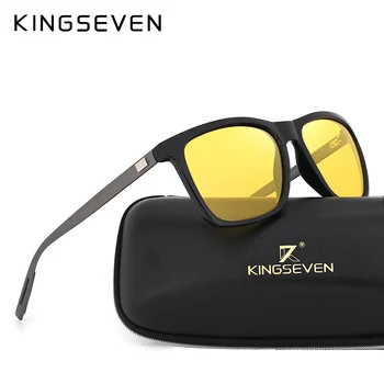 KINGSEVEN Nova Visão Noturna Homens Óculos de sol de Marca de Designer de Moda Polarizada Noite de Condução Melhorada Luz No Chuvoso Nublado Nevoeiro Dia