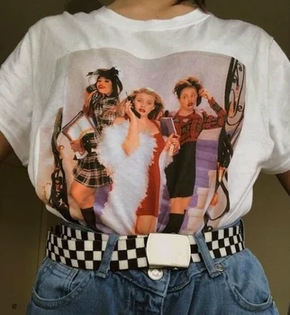 kuakuayu HJN anos 90 Moda Vintage sem noção T-Shirt das Mulheres Tumblr de Moda Bonito Estética Grunge Tee sem noção Homens Tee Gráfico