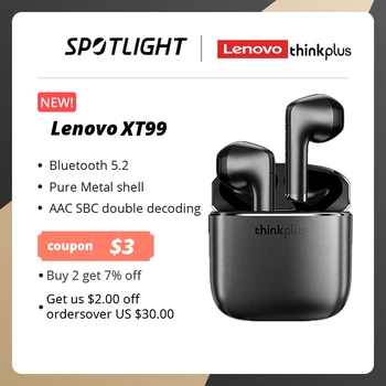 Novo Original Lenovo XT99 Fone de ouvido Bluetooth 5.2 TWS sem Fio, Fones de ouvido Estéreo de Esportes Fone de ouvido Com gancho de orelha Dupla HD com Microfone