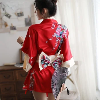 Novo Quimono Japonês Mulheres de Quimono Vestido Sexy de Pijama Tradicional Gueixa Veste Roupas Vintage Cardigan Sexy Floral Impressão Yukata