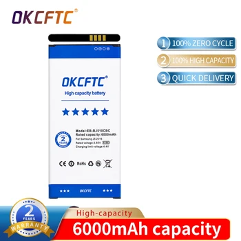 OKCFTC Bateria Original EB-BJ510CBC Para Samsung Galaxy J5 2016 Edição J5 2016 J510 J510FN J510F J510G EB-BJ510CBE 6000mAh