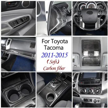 Para A Toyota Tacoma 2011-2015 Macio Carbono Carro Engrenagem Painel De Controle Central Instrumento Decorativo Interior Do Painel Adesivo De Acessórios
