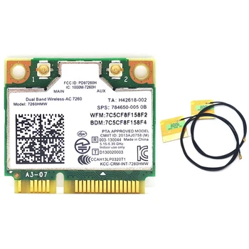 Placa de rede sem fio de Banda Dupla Wireless AC7260 7260HMW 7260AC 867Mbps Metade Mini PCI-E 802.11 Ac 2X2 wi-Fi Bluetooth4