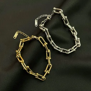 Qualidade Superior De Aço Inoxidável Em Forma De U Artesanal Bracelete Chain Para As Mulheres De Charme Pulseiras De Nova Jóia De Moda De Meninas Dom Atacado