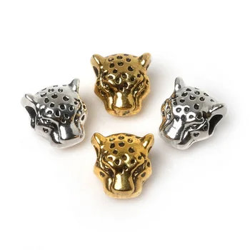 Quente - 10pcs/lot Antigo Tira Cor de Ouro Tibetano Leão Leopardo Cabeça de Esferas Espaçador do Grânulo Encantos de Metal Para Fazer Jóias