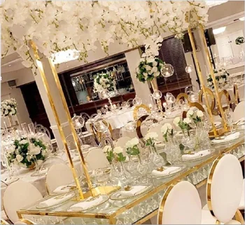 rectangular, armação de metal flor do casamento mesa de peça central para a decoração do casamento de mesa floral se destaca
