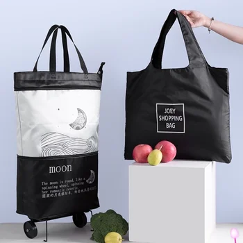 Roda de saco de compras carrinho de compras do supermercado dobrável bolsa de Oxford pano de saco impermeável