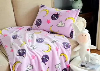 Sailor Moon Luna de pelúcia cobertor de flanela anime fronha casa sofá nap fornece gato bonito kawaii cama de decoração para meninas de férias
