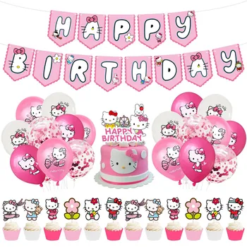 Sanriod Hello Kitty Tema de desenhos animados Balão Bonito KT Gato cor-de-Rosa de Férias, Festa de Aniversário, Decorações de Meninas Parede Decoração Quarto