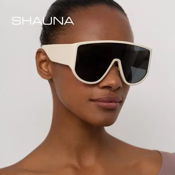 SHAUNA de grandes dimensões de Óculos de proteção Óculos de sol das Mulheres da Marca de Designer de Moda, Uma Peça de Lente Homens Escudo Tons de Óculos de Sol UV400